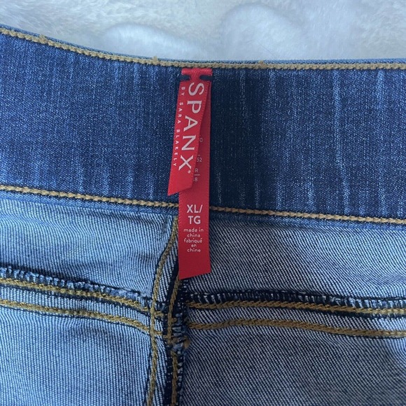 Spanx Jeans Leggings Skinny Jeans Distressed Ankle Size XL Dark Wash - Picture 10 of 13